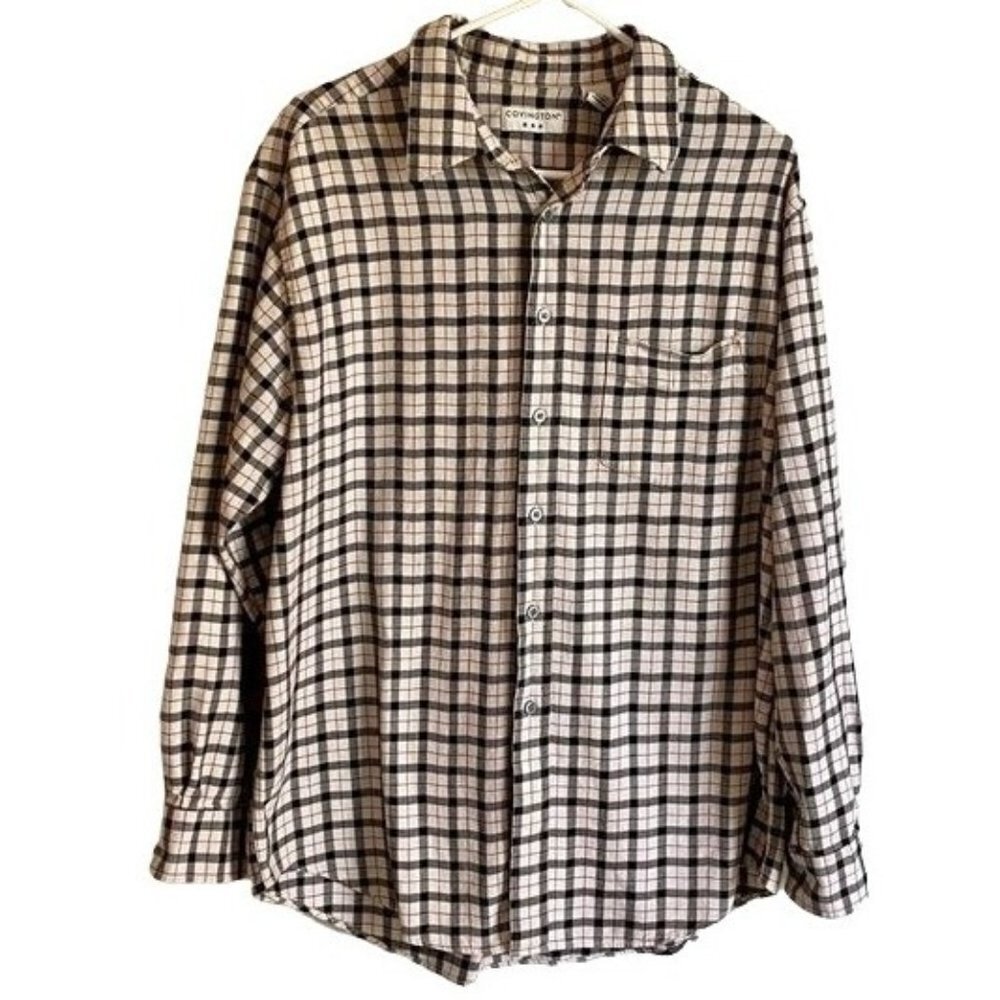 Covington Long Sleeve Button Down Cotton Flannel Shirt Mens Large
